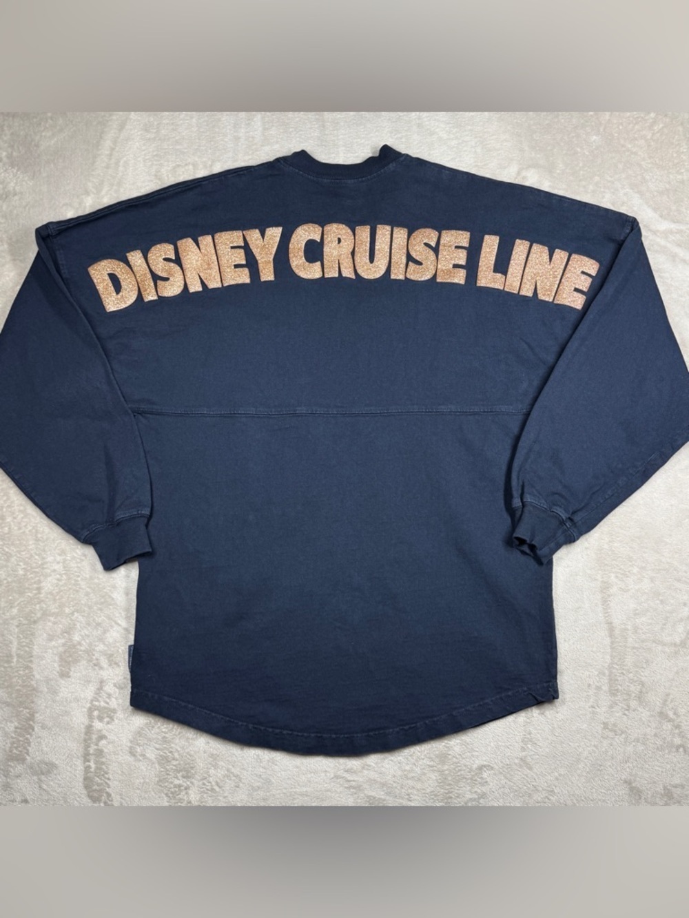 Disney Cruise Line Rose Gold Glitter Navy Blue 100% Cotton Spirit Jersey Size XS